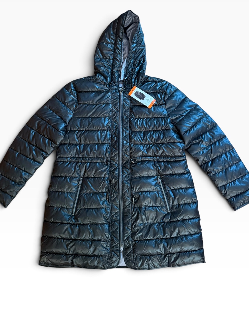 Kenneth Cole Women’s Black Hooded Lightweight Puffer Coat